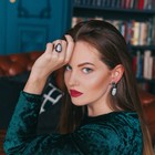 Гарнитур 2 предмета: серьги, кольцо, вечерний «Жемчуг» капля малая, безразмерное - Фото 4