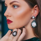 Гарнитур 2 предмета: серьги, кольцо, вечерний «Жемчуг» капля, безразмерное - Фото 5