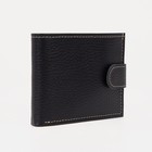 Портмоне мужское на кнопке, для купюр, для карт, для монет, чёрное - Фото 1