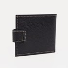 Портмоне мужское на кнопке, для купюр, для карт, для монет, чёрное - Фото 2