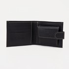 Портмоне мужское на кнопке, для купюр, для карт, для монет, чёрное - Фото 3