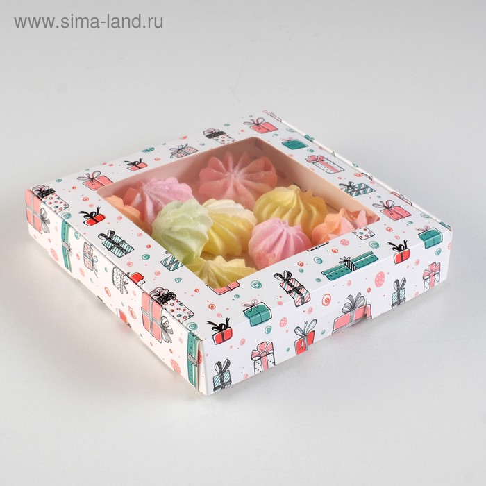 Коробка самосборная бесклеевая, "Подарки", 16 х 16 х 3 см - Фото 1