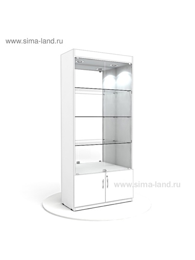 Витрина с зеркалом из ЛДСП 900×400×2000 мм, белая