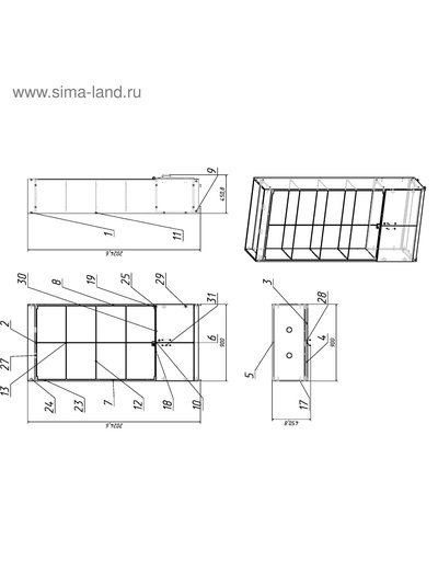 Витрина с зеркалом из ЛДСП 900×400×2000 мм, белая