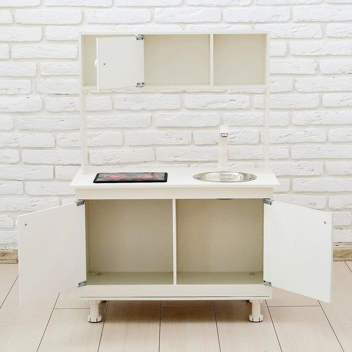 Игровая мебель «Кухонный гарнитур», световые и звуковые эффекты, цвет белый, интерактивная панель 45550