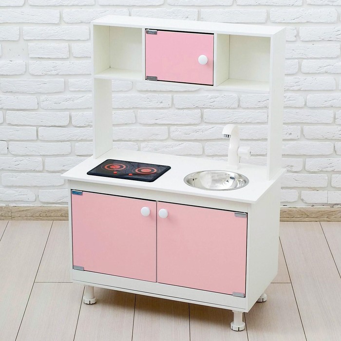 Игровая мебель «Кухонный гарнитур», световые и звуковые эффекты, цвет розовый, интерактивная панель - Фото 1