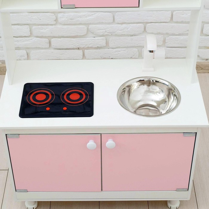 Игровая мебель «Кухонный гарнитур», световые и звуковые эффекты, цвет розовый, интерактивная панель - фото 1908481972