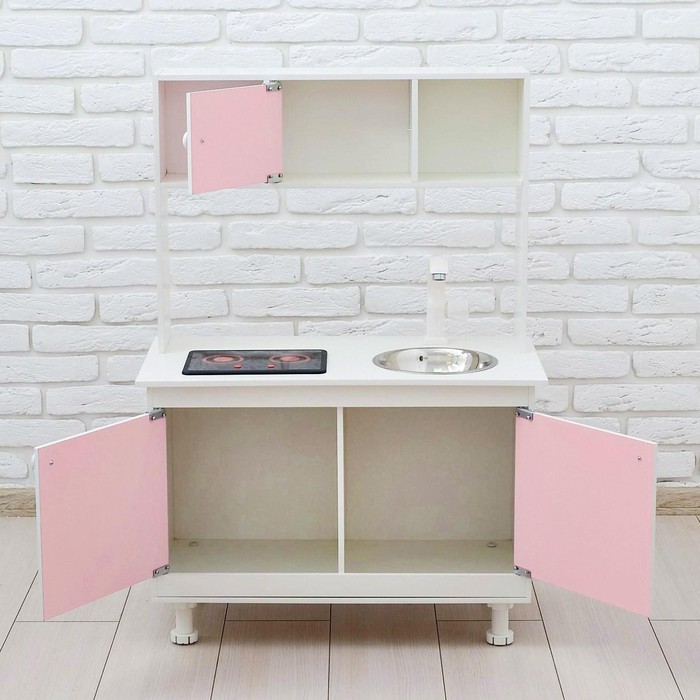 Игровая мебель «Кухонный гарнитур», световые и звуковые эффекты, цвет розовый, интерактивная панель - фото 1908481974