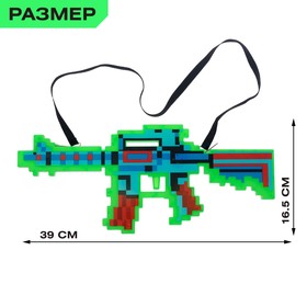 Автомат М16, пиксельный, с лазером, работает от батареек, цв МИКС