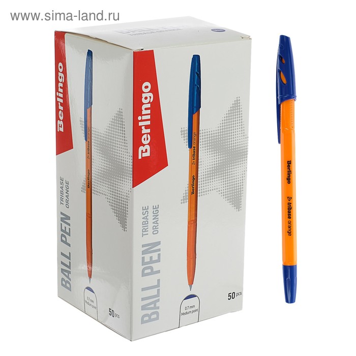 Ручка шариковая Berlingo Tribase Orange 0.7, синяя, корпус оранжевый 265891 - Фото 1