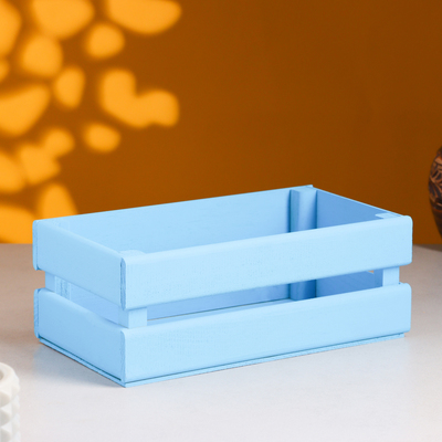 Кашпо для цветов «Двушка Лайт», 24.5×13.5×9 см, деревянное, голубое