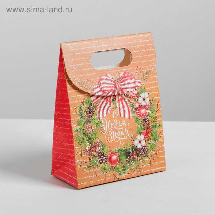 Пакет с клапаном «Теплых новогодних вечеров», 12 х16 х6 см.