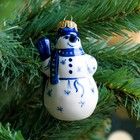 Сувенир на ёлку "Снеговик", 8 см, гжель - фото 319789234