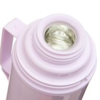 Термос 1 л, со стеклянной колбой, сохраняет тепло 12 ч, с кружкой, розовый - Фото 5