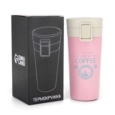 Термокружка Start with coffee, 380 мл, сохраняет тепло 8 ч, с ситечком