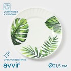 Десертная тарелка Avvir «Лист папоротника», d=21.5 см, стеклокерамика, белая - Фото 1