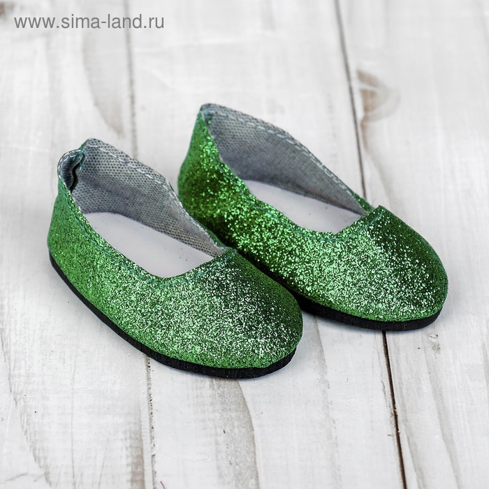 Туфли для куклы «Блёстки», длина подошвы: 7 см, цвет зелёный - Фото 1