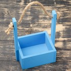 Кашпо деревянное 15×12×25 см "Ажур", прямоугольное, ручка верёвка, голубой Дарим Красиво - фото 9879229