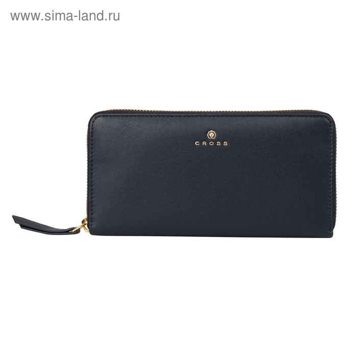 Кошелёк Cross Monaco Navy, кожа наппа, гладкая, цвет тёмно-синий, 19,5×10,2×2 см - Фото 1