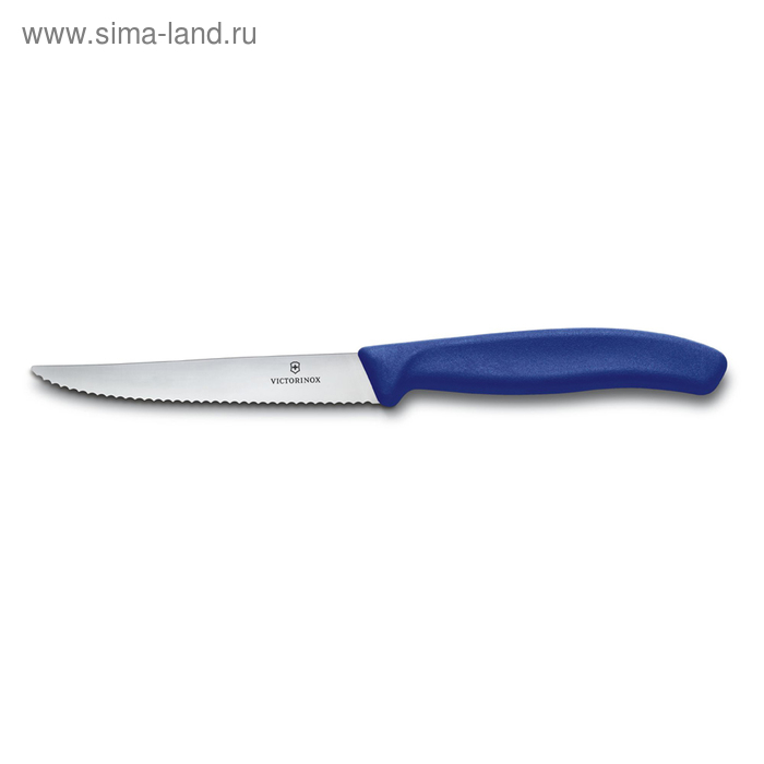 Нож для стейка и пиццы VICTORINOX SwissClassic, 11 см, с серрейторной заточкой, синий - Фото 1