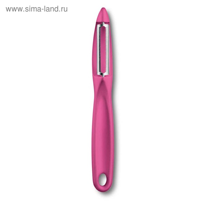 Нож для чистки овощей VICTORINOX универсальный, двустороннее зубчатое лезвие, розовый - Фото 1