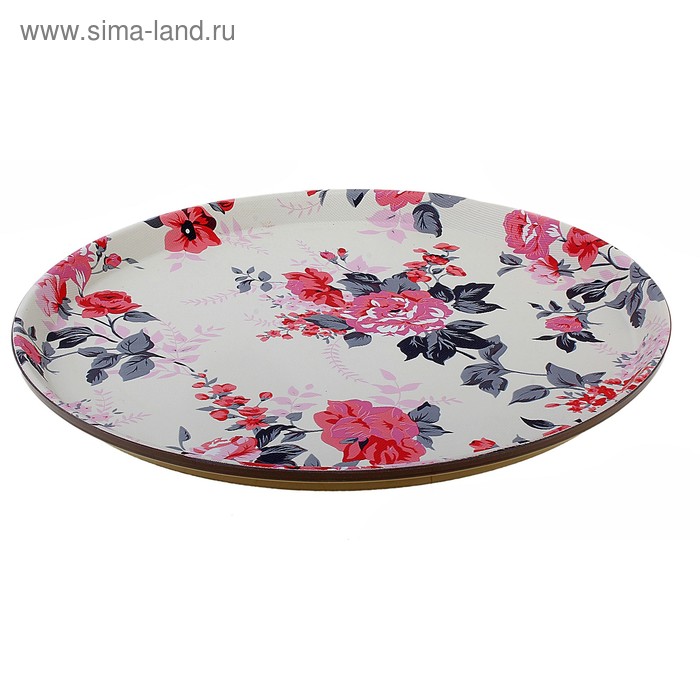 Поднос пластиковый «Астры», диаметр 35 см - Фото 1
