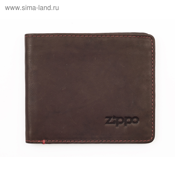 Портмоне ZIPPO, коричневое, натуральная кожа, 11×1,2×10 см - Фото 1