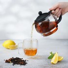 Заварочный чайник «Вдохновение», 850 мл, с металлическим ситом, стекло, чёрный - Фото 6