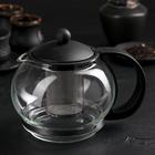 Чайник стеклянный заварочный «Вдохновение», 1,25 л, с металлическим ситом, цвет чёрный - фото 317822985