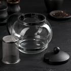 Чайник стеклянный заварочный «Вдохновение», 1,25 л, с металлическим ситом, цвет чёрный - Фото 2