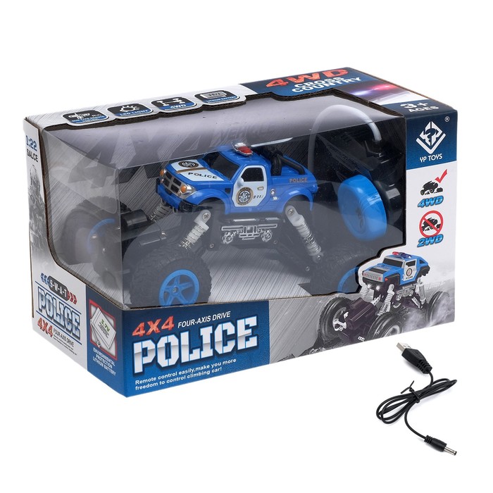 Машина радиоуправляемая «Полиция», 4WD полный привод, с аккумулятором, цвета МИКС 45569