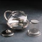 Чайник стеклянный заварочный с металлическим ситом «Металлик», 800 мл - Фото 2