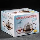 Чайник стеклянный заварочный с металлическим ситом «Металлик», 1 л - Фото 3