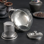 Чайник стеклянный заварочный с металлическим ситом «Металлик», 900 мл - Фото 2