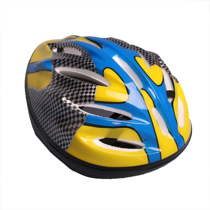 Шлем велосипедиста взрослый ОТ-11, размер L (56-58 см), цвет: желто-синий - Фото 1