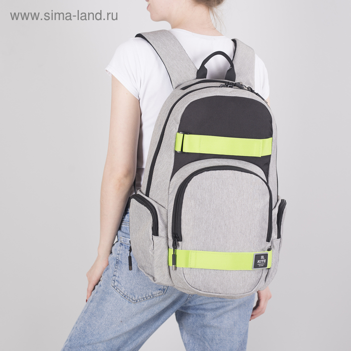 Рюкзак молодёжный, отдел на молнии, 3 наружных кармана, цвет серый - Фото 1