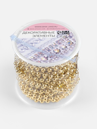Бусы на нитях, 4 мм, 9±1 м, цвет золотой