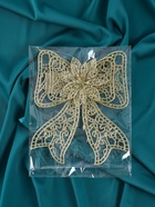 Ёлочная игрушка «Зимнее волшебство. Бант с цветком» пластик, 18×12.5 см, золото 4316672 Ёлочная игрушка «Зимнее волшебство. Бант с цветком» пластик, 18×12.5 см, золото 4316672