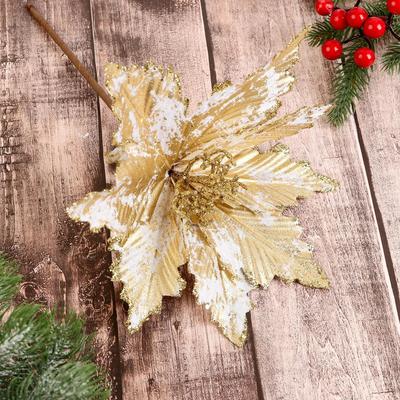 Декор «Зимний цветок», кракле, 26×19 см, бело-золотой