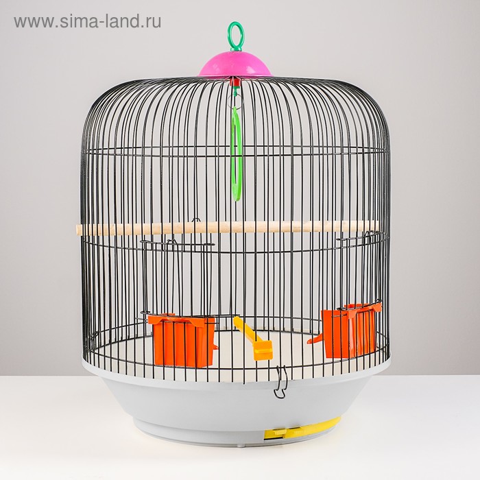 Клетка для птиц, 39×44 см, круглая, двухъярусная сварная, большой поддон, МИКС - Фото 1
