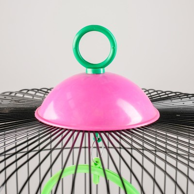 Клетка для птиц, 39×44 см, круглая, двухъярусная сварная, большой поддон, МИКС