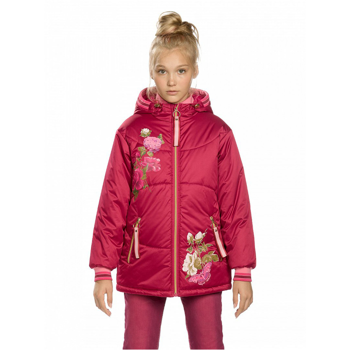 Куртка для девочек, рост 128 см, цвет малиновый