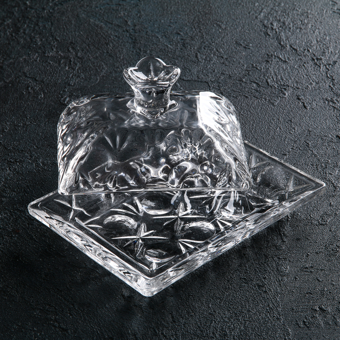 Маслёнка стеклянная Доляна «Семицвет», 15,5×11,5×8 см - фото 1896751960