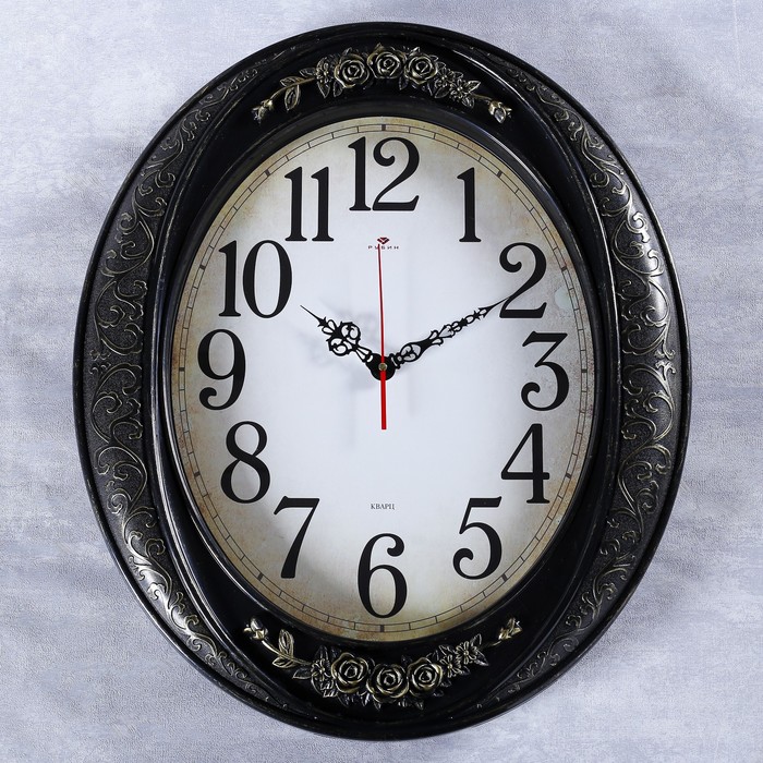 Часы настенные, интерьерные"Самвана", вертикальные, черные, 63.5 х 53.5 см