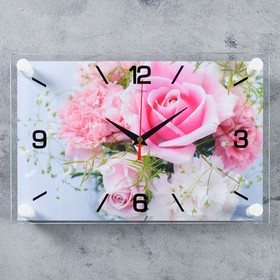 Часы настенные, серия: Цветы, "Нежные розы", 20х30 см