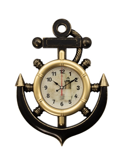 Часы настенные, интерьерные "Якорь", бесшумные, 38 х 28.5 см, d-12 см, цвет латунь