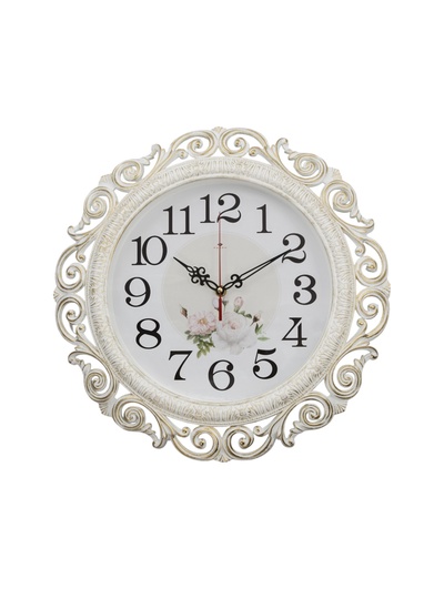Часы настенные, интерьерные "Хостон", бесшумные, d-40.5 см, циферблат 26 см, белое золото