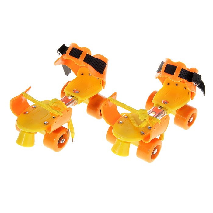 Ролики для обуви раздвижные, размер 16-21 см, колёса РVC d=45 мм, цвет оранжевый - Фото 1