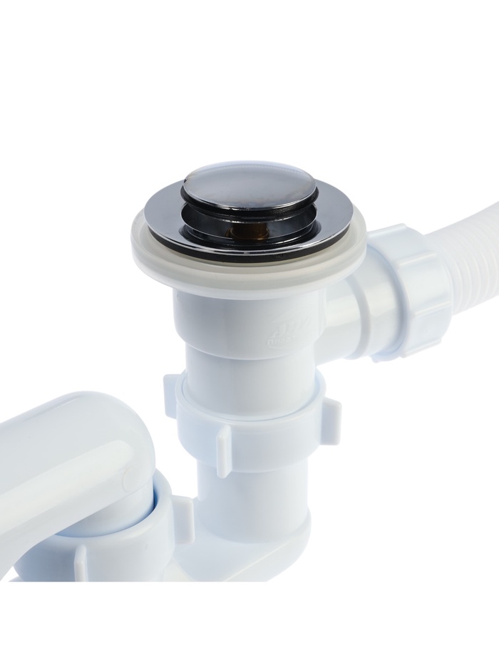 Сифон для ванны "АНИ Пласт" EC255, 1 1/2"x40 мм, с переливом, с гофрой 40x50 мм, "клик-клак" - фото 18526891