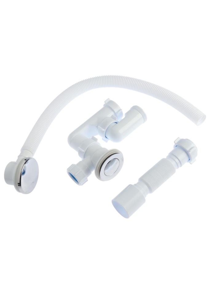 Сифон для ванны "АНИ Пласт" EC255, 1 1/2"x40 мм, с переливом, с гофрой 40x50 мм, "клик-клак" - фото 18613213